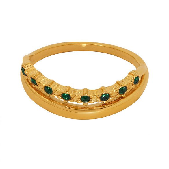 Wholesale Unisex Geometric Ferris Wheel Doublelayer Ring Gold Plated Stainless Steel And Zircon Jewelry