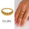 Wholesale Unisex Geometric Ferris Wheel Doublelayer Ring Gold Plated Stainless Steel And Zircon Jewelry