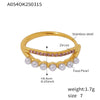 Wholesale Unisex Geometric Ferris Wheel Inlaid Colored Zircon Row Drill Ring With Imitation Pearls Titanium Steel Gold Plated Jewelry