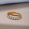 Wholesale Unisex Geometric Ferris Wheel Inlaid Colored Zircon Row Drill Ring With Imitation Pearls Titanium Steel Gold Plated Jewelry