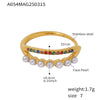 Wholesale Unisex Geometric Ferris Wheel Inlaid Colored Zircon Row Drill Ring With Imitation Pearls Titanium Steel Gold Plated Jewelry