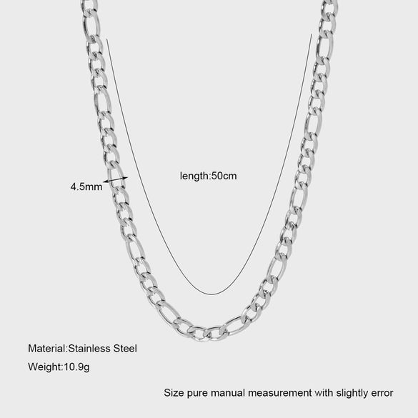 Wholesale Unisex Geometric Figaro Chain Stainless Steel And Titanium Steel Necklace With 18K Gold Electroplating