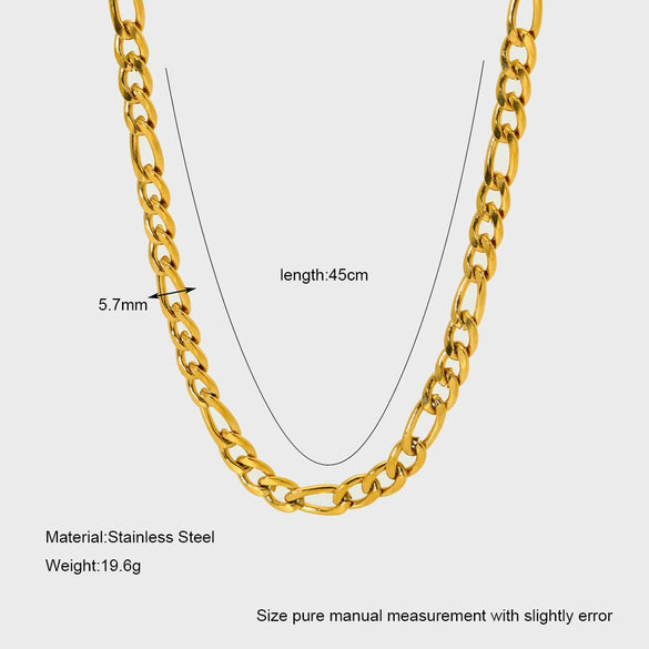 Wholesale Unisex Geometric Figaro Chain Stainless Steel And Titanium Steel Necklace With 18K Gold Electroplating