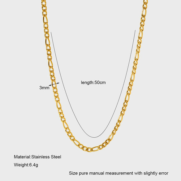 Wholesale Unisex Geometric Figaro Chain Stainless Steel And Titanium Steel Necklace With 18K Gold Electroplating