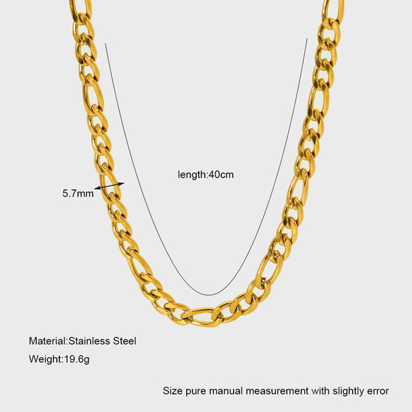 Wholesale Unisex Geometric Figaro Chain Stainless Steel And Titanium Steel Necklace With 18K Gold Electroplating