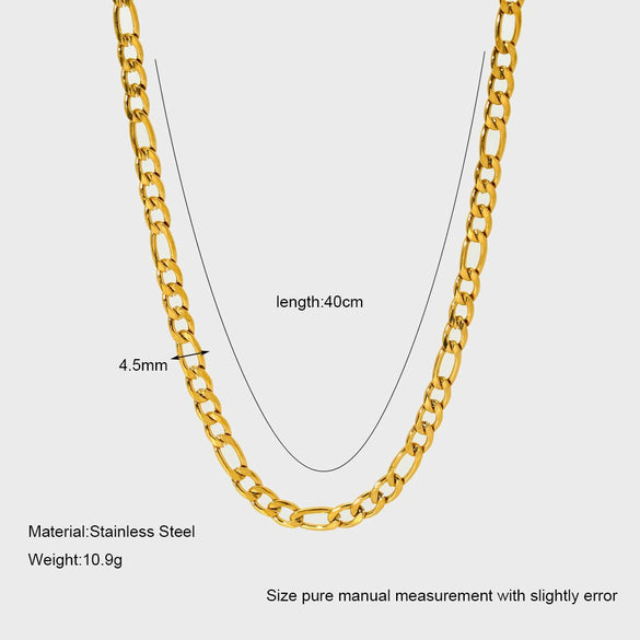 Wholesale Unisex Geometric Figaro Chain Stainless Steel And Titanium Steel Necklace With 18K Gold Electroplating