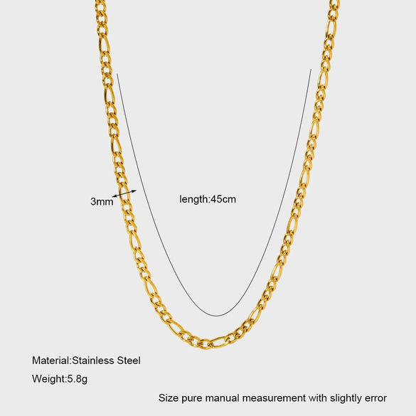 Wholesale Unisex Geometric Figaro Chain Stainless Steel And Titanium Steel Necklace With 18K Gold Electroplating