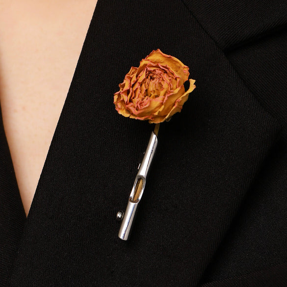 Wholesale Unisex Geometric Forestinspired Alloy Electroplated Dried Flower Brooch Clothing Accessory