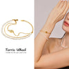 Wholesale Unisex Geometric Freshwater Pearl And Titanium Steel Goldplated Bracelet With Ferris Wheel Design