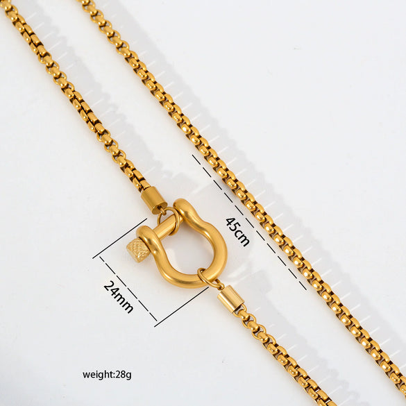 Wholesale Unisex Geometric Gold Plated Titanium Steel Stacking Cuban Chain Cross Necklace