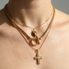 Wholesale Unisex Geometric Gold Plated Titanium Steel Stacking Cuban Chain Cross Necklace