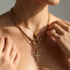 Wholesale Unisex Geometric Gold Plated Titanium Steel Stacking Cuban Chain Cross Necklace