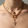 Wholesale Unisex Geometric Gold Plated Titanium Steel Stacking Cuban Chain Cross Necklace