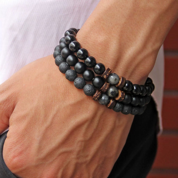 Wholesale Unisex Geometric Handmade Volcanic Stone Bracelet