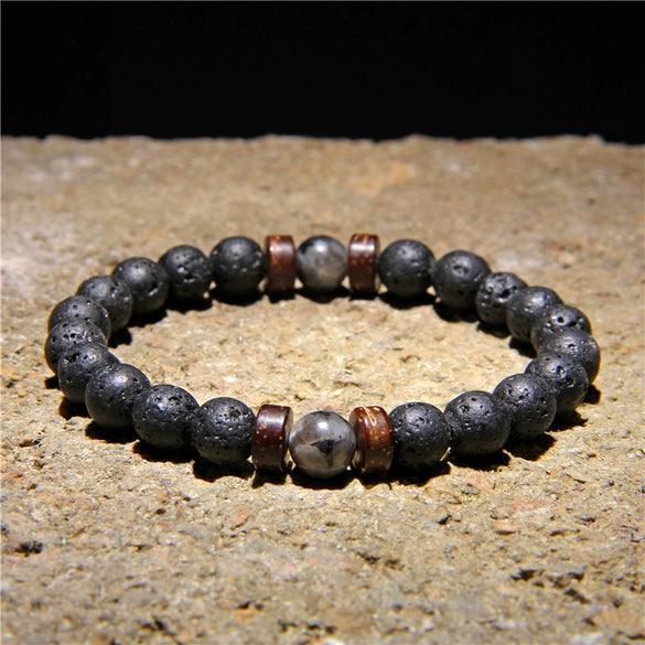 Wholesale Unisex Geometric Handmade Volcanic Stone Bracelet