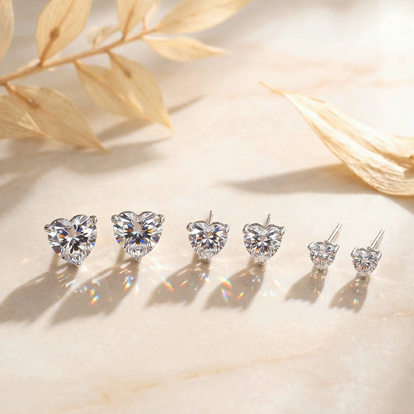 Wholesale Unisex Geometric Heartshaped Zircon Earrings In 316 Stainless Steel With Electroplating Original Design