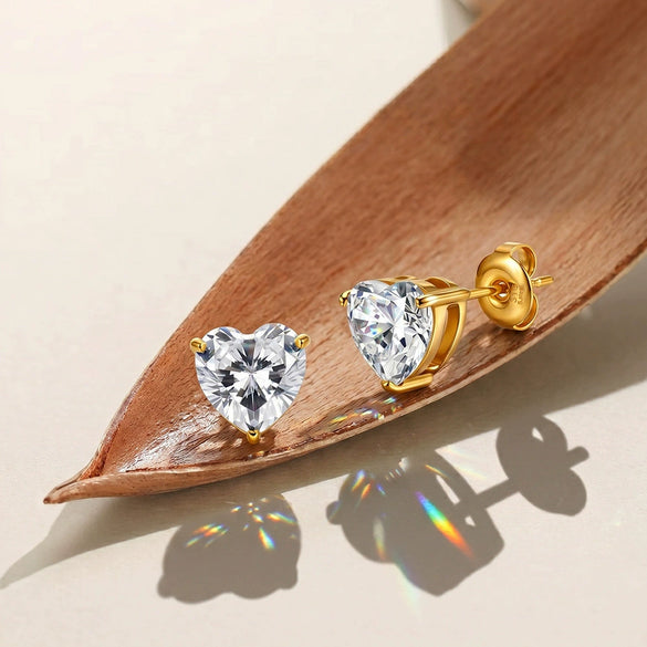 Wholesale Unisex Geometric Heartshaped Zircon Earrings In 316 Stainless Steel With Electroplating Original Design