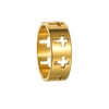 Wholesale Unisex Geometric Hollow Cross Titanium Steel Ring With Electroplating