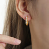 Wholesale Unisex Geometric Inlaid High Gloss Beading Design Gold Plated Titanium Steel U Shaped Earrings