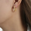 Wholesale Unisex Geometric Inlaid High Gloss Beading Design Gold Plated Titanium Steel U Shaped Earrings