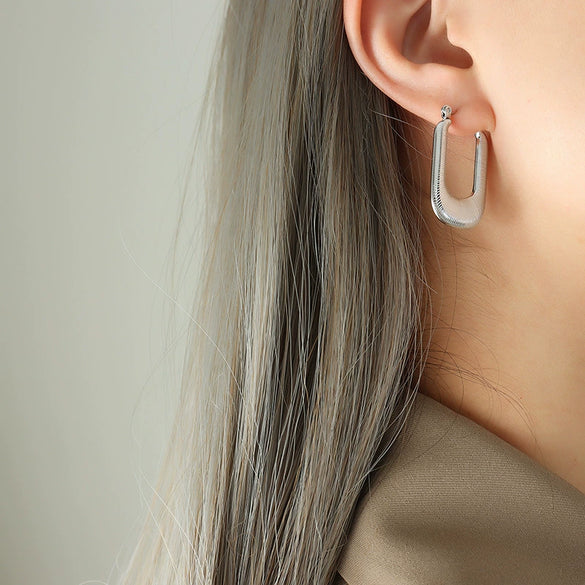 Wholesale Unisex Geometric Ins Style Gold Plated Titanium Steel Ushaped Earrings
