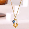 Wholesale Unisex Geometric Lock Devil's Eye Pendant Necklace With Gold Electroplated Environmentally Friendly Copper