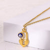 Wholesale Unisex Geometric Lock Devil's Eye Pendant Necklace With Gold Electroplated Environmentally Friendly Copper