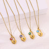 Wholesale Unisex Geometric Lock Devil's Eye Pendant Necklace With Gold Electroplated Environmentally Friendly Copper