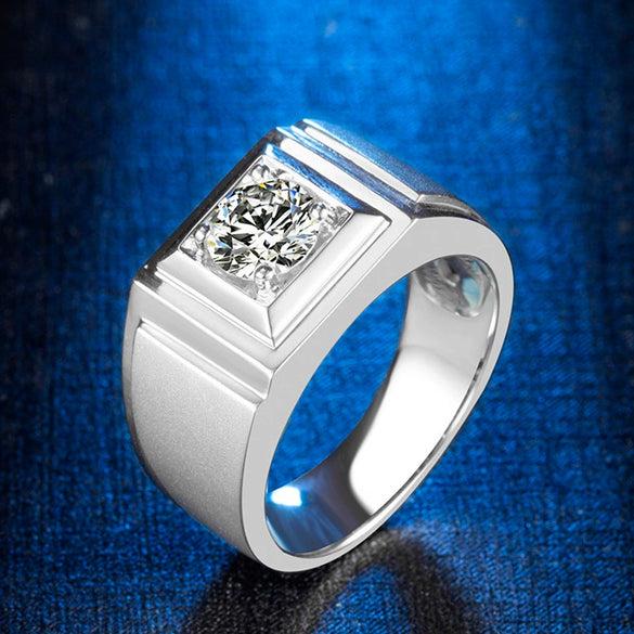 Wholesale Unisex Geometric Mosan Diamond Ring S925 Sterling Silver Plated 18K Gold