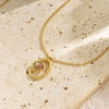 Wholesale Unisex Geometric Oval Flower Eye Zircon Stainless Steel Electroplated Necklace