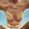 Wholesale Unisex Geometric Palm Coin Pendant Necklace With Oshaped Chain Gold Plated Copper And Titanium Steel