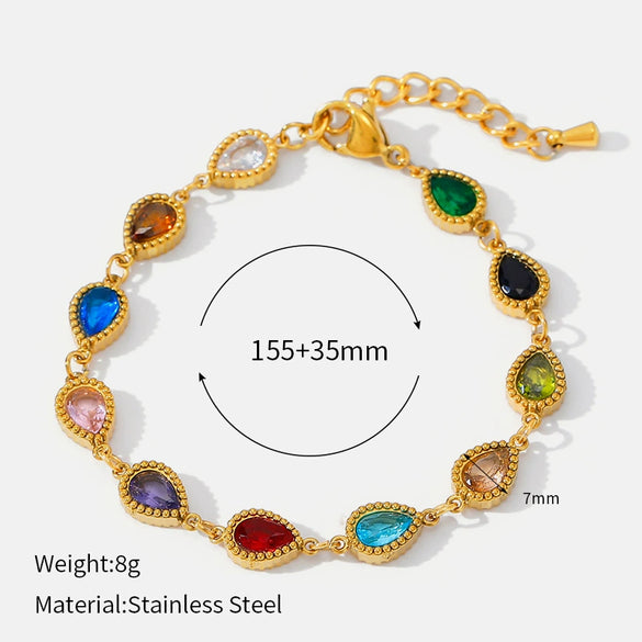 Wholesale Unisex Geometric Real Gold Plated Stainless Steel Bracelet With Microinlaid Zircon Retro Design