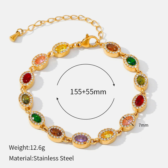 Wholesale Unisex Geometric Real Gold Plated Stainless Steel Bracelet With Microinlaid Zircon Retro Design