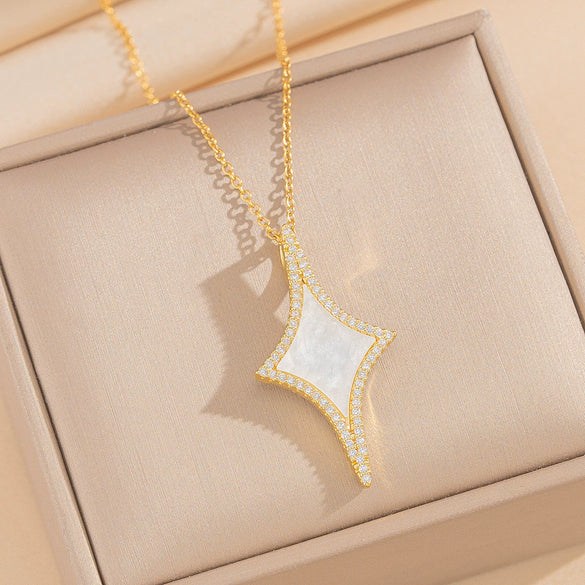 Wholesale Unisex Geometric Rhombus Pendant Necklace Made Of Brass Zircon And Environmentally Friendly Copper With Electroplating
