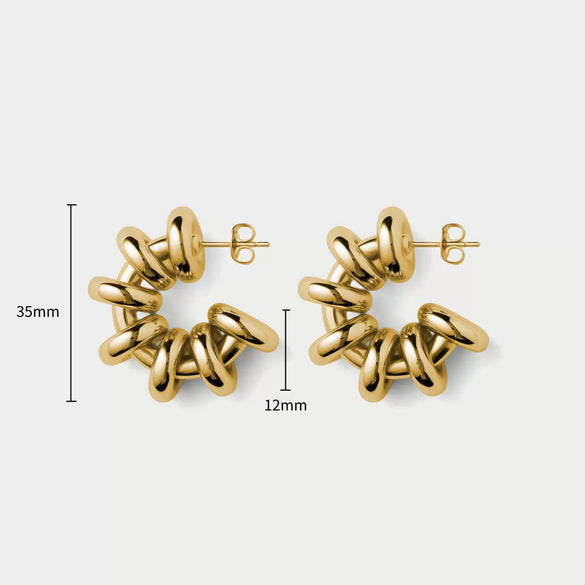 Wholesale Unisex Geometric Ringshaped Electroplated Wooden And Stainless Steel Cring Earrings
