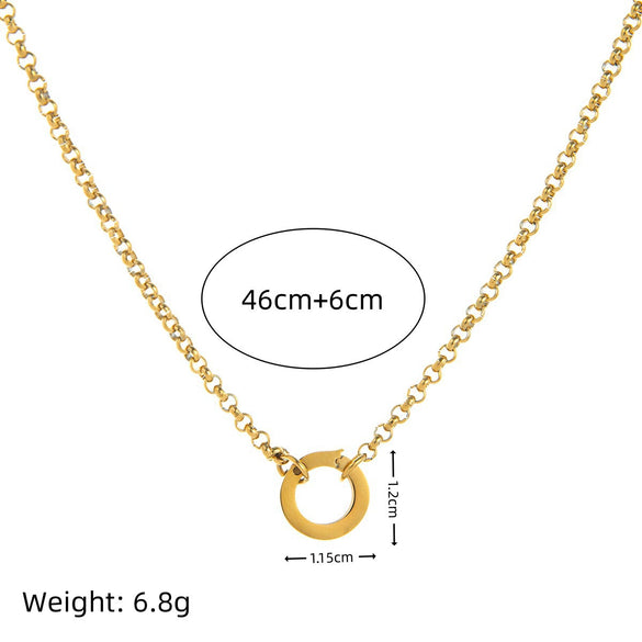 Wholesale Unisex Geometric Round Oval Necklace Electroplated 18K Gold Color Retention Copper Stainless Steel