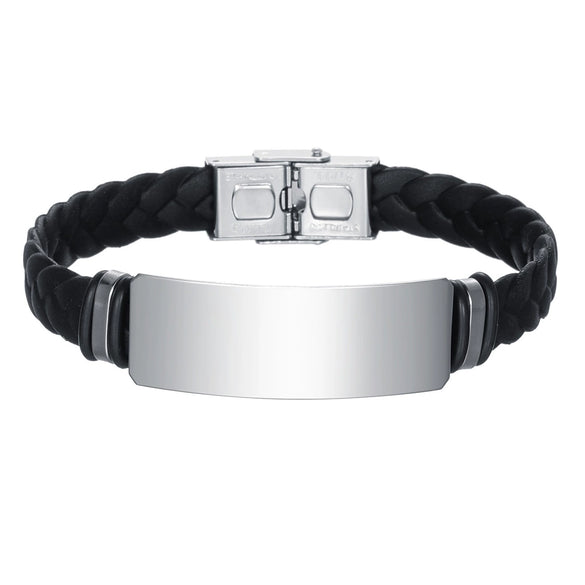 Wholesale Unisex Geometric Silicone And Stainless Steel Twist Woven Bracelet With Mirror Polished And Engraved Electroplated