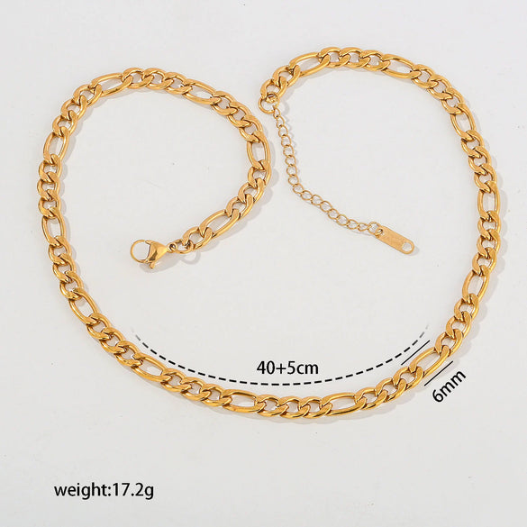 Wholesale Unisex Geometric Snake Bone Chain Necklace With Ring Shape Stainless Steel Electroplated