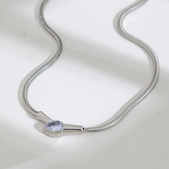 Wholesale Unisex Geometric Snake Bone Chain Necklace With Ring Shape Stainless Steel Electroplated