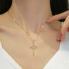 Wholesale Unisex Geometric Stainless Steel And Copper Diamond Necklace With Cross Pendant