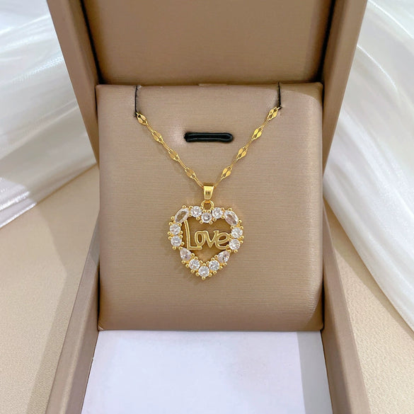 Wholesale Unisex Geometric Stainless Steel And Copper Diamond Necklace