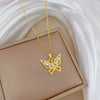 Wholesale Unisex Geometric Stainless Steel And Copper Hollow Butterfly Full Diamond Necklace