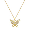 Wholesale Unisex Geometric Stainless Steel And Copper Hollow Butterfly Full Diamond Necklace