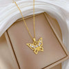 Wholesale Unisex Geometric Stainless Steel And Copper Hollow Butterfly Full Diamond Necklace