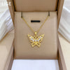 Wholesale Unisex Geometric Stainless Steel And Copper Hollow Butterfly Full Diamond Necklace