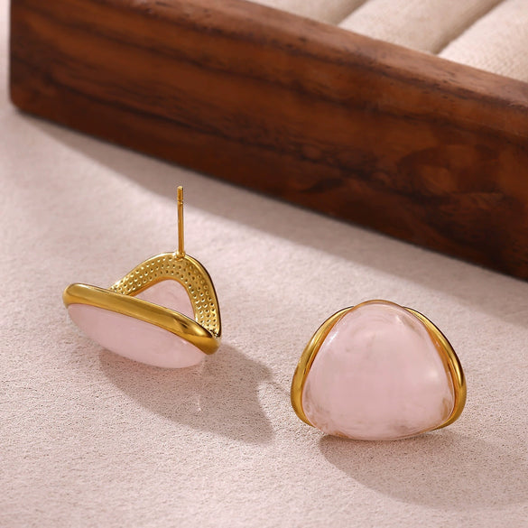 Wholesale Unisex Geometric Stainless Steel And Gold Electroplated Earrings Jewelry Retro Maillard Style