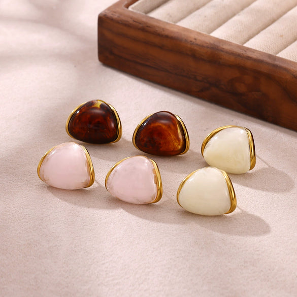 Wholesale Unisex Geometric Stainless Steel And Gold Electroplated Earrings Jewelry Retro Maillard Style