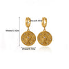 Wholesale Unisex Geometric Stainless Steel And Gold Electroplated Embossed Cross Disc Pendant Earrings