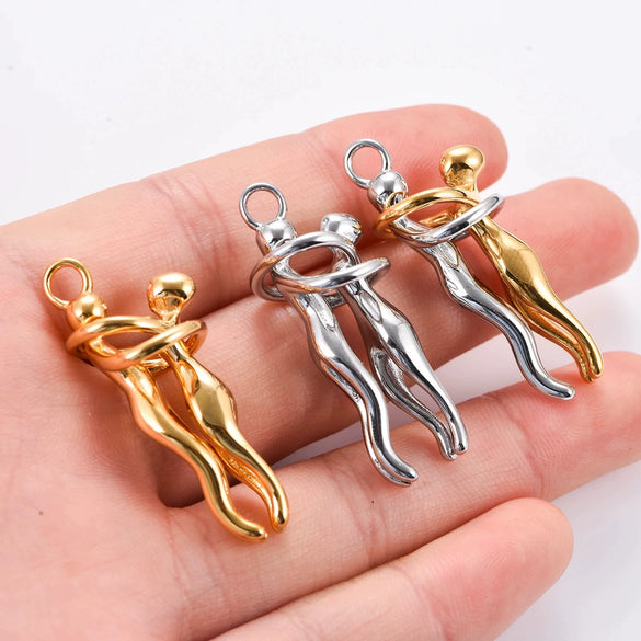 Wholesale Unisex Geometric Stainless Steel And Titanium Steel Pendant Necklace With Pearl Chain Polish Design