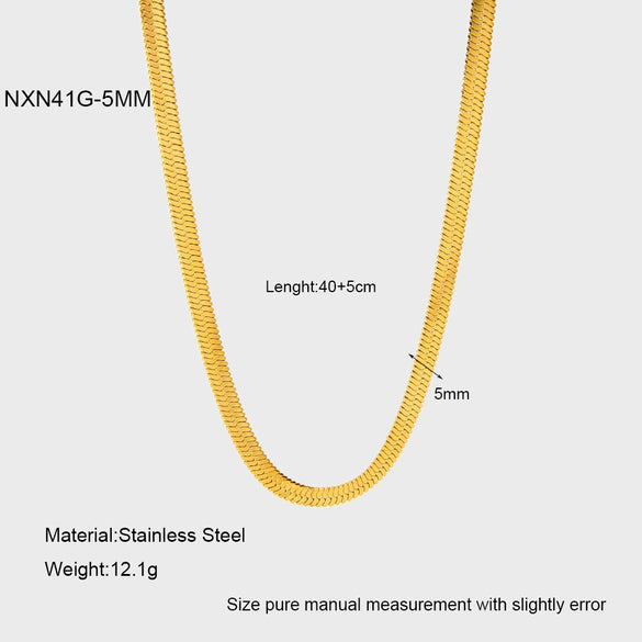 Wholesale Unisex Geometric Stainless Steel And Titanium Steel Snake Bone Chain Necklace With 18K Gold Electroplating
